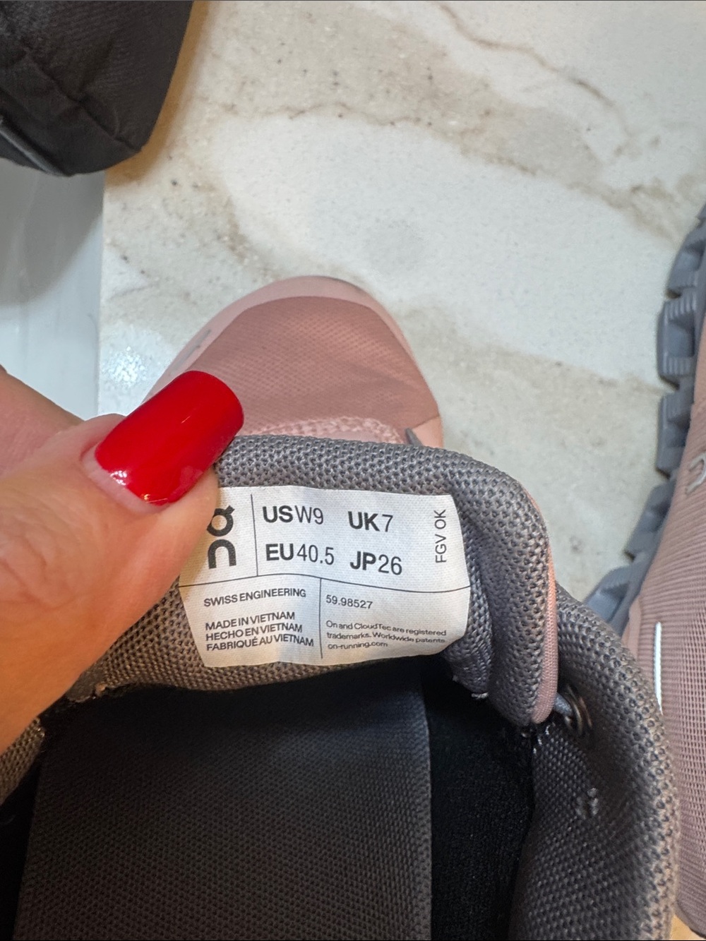 On Cloud RunningAthletic Shoes in Dusty Pink with Gray Accents - Picture 5 of 5